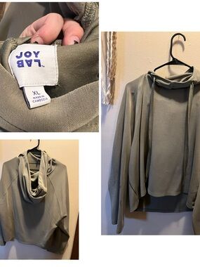JoyLab Olive Drawstring Cowl-Neck Pullover